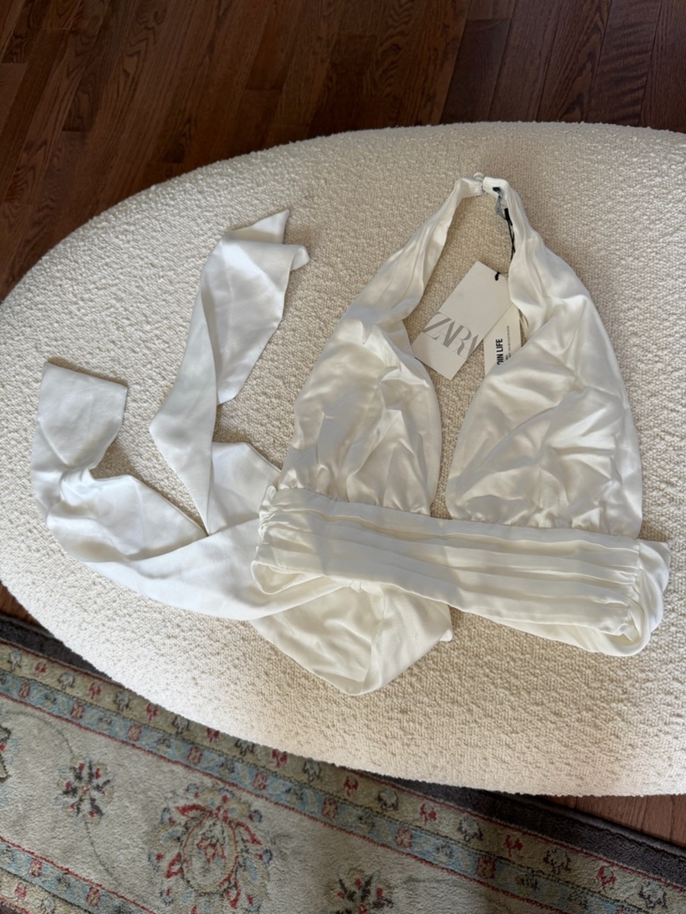 Zara White Satin Halter Top